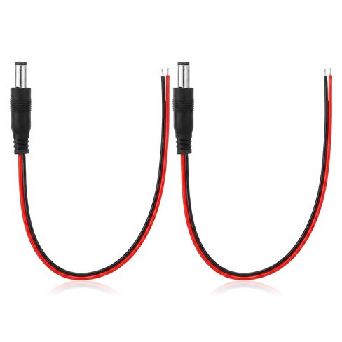 2 قطعة 26AWG DC كابل ضفيرة الطاقة، 0.8FT 5.5 مم × 2.5 مم كابل ضفيرة ذكر برميل جاك التوصيل إلى الأسلاك العارية كابلات إصلاح مفتوحة النهاية موصل DC 5525 لكاميرا مراقبة CCTV، ضوء LED، مصدر الطاقة in Kuwait