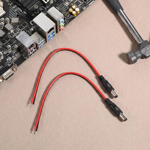 2 قطعة 26AWG DC كابل ضفيرة الطاقة، 0.8FT 5.5 مم × 2.5 مم كابل ضفيرة ذكر برميل جاك التوصيل إلى الأسلاك العارية كابلات إصلاح مفتوحة النهاية موصل DC 5525 لكاميرا مراقبة CCTV، ضوء LED، مصدر الطاقة in Kuwait