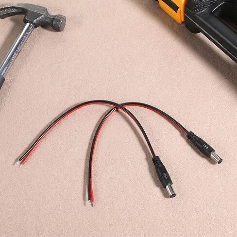 2 قطعة 26AWG DC كابل ضفيرة الطاقة، 0.8FT 5.5 مم × 2.5 مم كابل ضفيرة ذكر برميل جاك التوصيل إلى الأسلاك العارية كابلات إصلاح مفتوحة النهاية موصل DC 5525 لكاميرا مراقبة CCTV، ضوء LED، مصدر الطاقة in Kuwait
