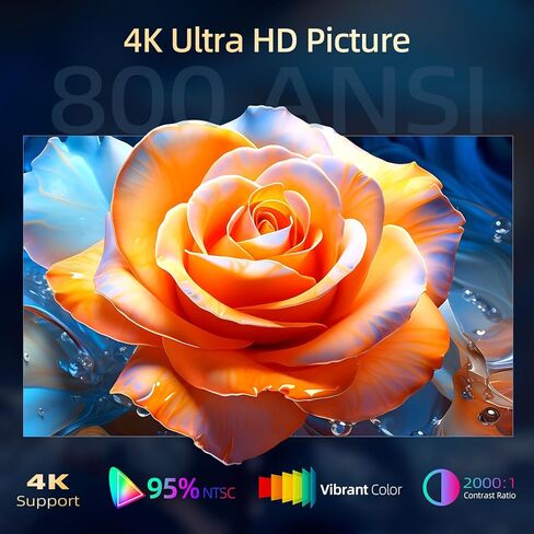 جهاز عرض أفلام KSAN، جهاز عرض [800 ANSI Lumen] مع واي فاي 6 وبلوتوث 5.2، جهاز عرض أفلام للأماكن الداخلية والخارجية، مكبر صوت 5 وات، يدعم 200 بوصة، جهاز عرض فيديو متوافق مع الهاتف/عصا التلفزيون/الكمبيوتر الشخصي/PS4 in Kuwait