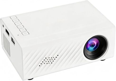 Portable Mini LED Projector 1080P HD Home Theater | Plug-in Power | Clear Image | Wide Compatibility with USB/Computer/External Hard Drive | Compact & Portable for Home/Office/Trave (white for us) in Saudi Arabia