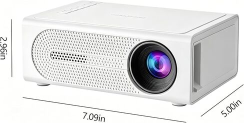 White Portable Native 1080P Projector, Mini Home Theater with Built-in Speakers – for Camping, Travel, Office & Home/US Plug in Saudi Arabia