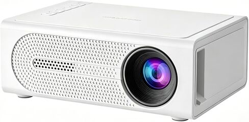 White Portable Native 1080P Projector, Mini Home Theater with Built-in Speakers – for Camping, Travel, Office & Home/US Plug in Saudi Arabia