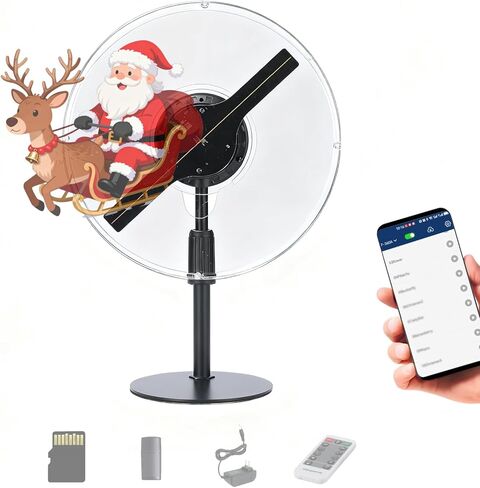 3DHologramFan مع غطاء واقي، تحكم في تطبيق WiFi، بلوتوث عن بعد، LED ساطع، 700 مكتبة فيديو للمعارض التجارية والمعارض وتجارة التجزئة والأحداث (9.06 بوصة + APP + WIFI + جهاز تحكم عن بعد + بلوتوث + غطاء) in Kuwait