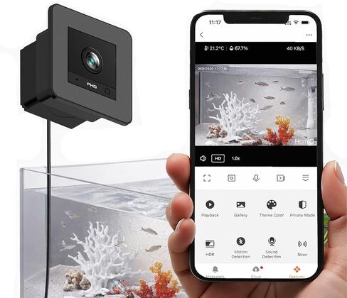 كاميرا 3MP 2K لحوض السمك وTerrium للحيوانات الأليفة، 2.4 جيجا هرتز و5 جيجا هرتز WiFi، تركيز تلقائي، تسجيل 24/7، كاميرا لحوض السمك بعدسة تركيز قريبة لخزان الأسماك، Terrarium Lizard Snake Pets in Saudi Arabia