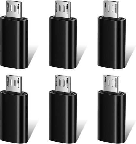 6 عبوات من محول Micro USB إلى USB C، موصل Micro-USB أنثى إلى USB-C ذكر من الألومنيوم يدعم الشحن ومزامنة البيانات لأجهزة النوع C in Kuwait