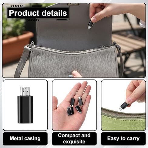 6 عبوات من محول Micro USB إلى USB C، موصل Micro-USB أنثى إلى USB-C ذكر من الألومنيوم يدعم الشحن ومزامنة البيانات لأجهزة النوع C in Kuwait
