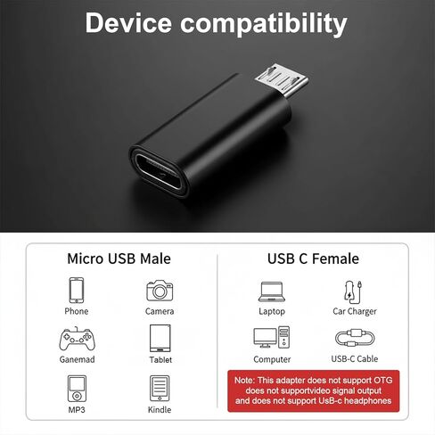 6 عبوات من محول Micro USB إلى USB C، موصل Micro-USB أنثى إلى USB-C ذكر من الألومنيوم يدعم الشحن ومزامنة البيانات لأجهزة النوع C in Kuwait
