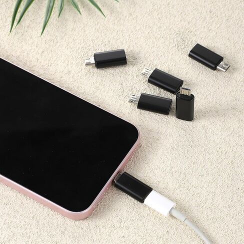 6 عبوات من محول Micro USB إلى USB C، موصل Micro-USB أنثى إلى USB-C ذكر من الألومنيوم يدعم الشحن ومزامنة البيانات لأجهزة النوع C in Kuwait