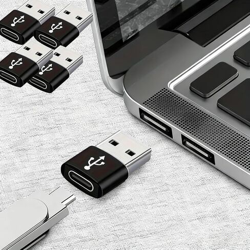 USB C Female to USB A Male Adapter 4 Pack Compact Low Profile Type C to USB A Converter for Charging and Data Transfer,iPhone, Black in Saudi Arabia