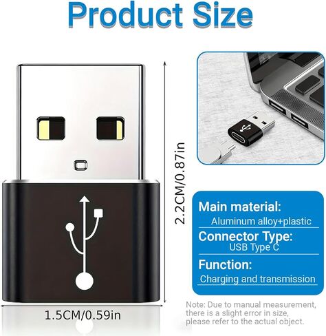 USB C Female to USB A Male Adapter 4 Pack Compact Low Profile Type C to USB A Converter for Charging and Data Transfer,iPhone, Black in Saudi Arabia