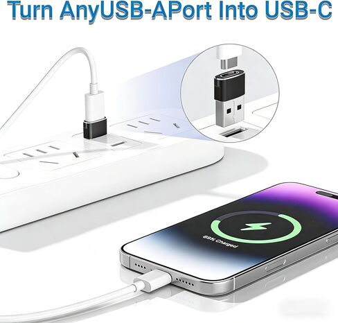 USB C Female to USB A Male Adapter 4 Pack Compact Low Profile Type C to USB A Converter for Charging and Data Transfer,iPhone, Black in Saudi Arabia
