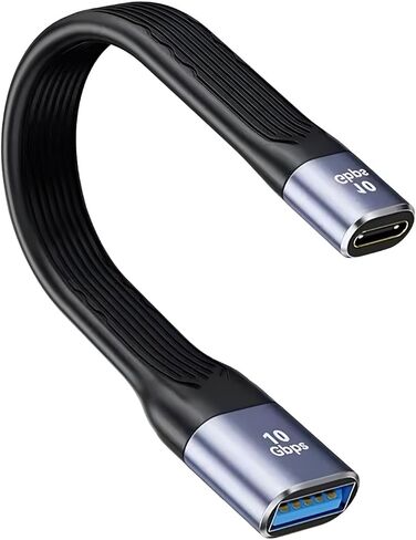 محول USB C أنثى إلى USB A أنثى، كابل محول USB-C إلى USB3.1 (10 جيجابت في الثانية)، كابل موسع USBC قصير ناعم ومسطح، تصميم مضغوط لأجهزة iPhone وMacBook وبنك الطاقة والكمبيوتر المحمول والكمبيوتر اللوحي in Kuwait