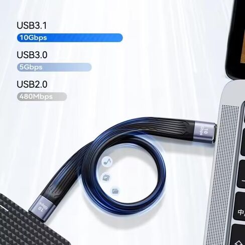 محول USB C أنثى إلى USB A أنثى، كابل محول USB-C إلى USB3.1 (10 جيجابت في الثانية)، كابل موسع USBC قصير ناعم ومسطح، تصميم مضغوط لأجهزة iPhone وMacBook وبنك الطاقة والكمبيوتر المحمول والكمبيوتر اللوحي in Kuwait