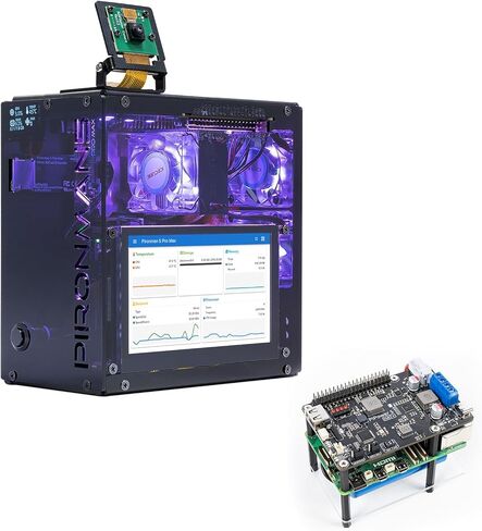 حافظة Pironman 5 Pro Max مع شاشة لمس مقاس 4.3 بوصة مع مصدر طاقة PiPower 5 5V/5A UPS in Kuwait