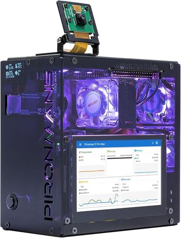 حافظة Pironman 5 Pro Max مع شاشة لمس مقاس 4.3 بوصة مع مصدر طاقة PiPower 5 5V/5A UPS in Kuwait