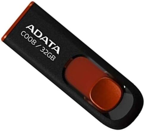 Adata C008 32GB USB 2.0 Retractable Scratchproof and Dirt-Repellent Flash Drive with Strap Hole (Red) Bundle with USB 3.0 to USB-C Adapter (50-Pack) in Saudi Arabia