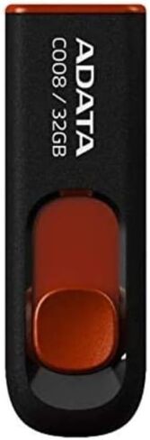 Adata C008 32GB USB 2.0 Retractable Scratchproof and Dirt-Repellent Flash Drive with Strap Hole (Red) Bundle with USB 3.0 to USB-C Adapter (50-Pack) in Saudi Arabia