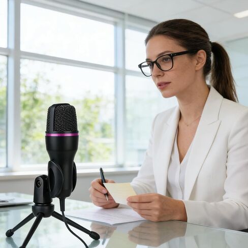 USB Computer Microphone Black, Tripod Desktop Mic with Pop Filter, RGB Light, Adjustable Shock Mount, 48KHz 16Bit for PC Laptop in Saudi Arabia