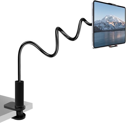 حامل هاتف Gooseneck - حامل iPad للهاتف الخلوي مع ذراع كسول مرن بطول 39 بوصة، قابل للتعديل 360 درجة، حامل بمشبك للمكتب والسرير والمكتب والمطبخ لهاتف iPhone، وجميع الهواتف الذكية والأجهزة اللوحية مقاس 4 بوصات - 11 بوصة in Saudi Arabia