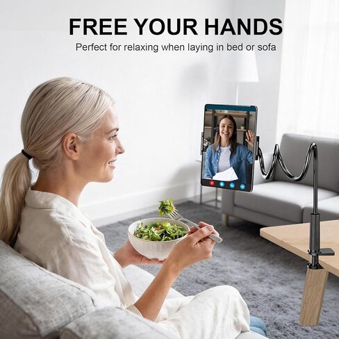 حامل هاتف Gooseneck - حامل iPad للهاتف الخلوي مع ذراع كسول مرن بطول 39 بوصة، قابل للتعديل 360 درجة، حامل بمشبك للمكتب والسرير والمكتب والمطبخ لهاتف iPhone، وجميع الهواتف الذكية والأجهزة اللوحية مقاس 4 بوصات - 11 بوصة in Saudi Arabia