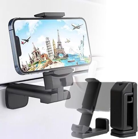 Rookii Travel Must Haves Airplane Phone Holder Mount.Portable Universal Foldable Mount with Multi-Directional Rotation,Perfect for Flight,Cruise,Desk,Hands Free Travel Gift for Content Creator (black) in Saudi Arabia
