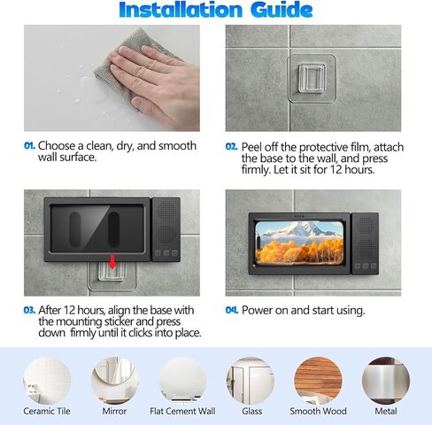 Shower Phone Holder with Wireless Bluetooth Speaker,480°Rotatable Retractable Adjustable Shower Phone Case for SmartPhone,Waterproof Anti Fog Wall Mounted Phoneholder for Bathroom Mirror,Gifts for Mom in Saudi Arabia
