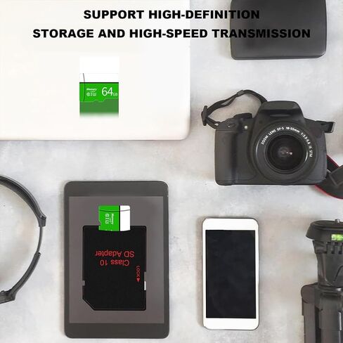 64GB MicroSD Card with Adapter, A1, C10, U1, 150MB/s Read for Smartphone, Tablet, Gaming, Full HD Video, Green in Saudi Arabia