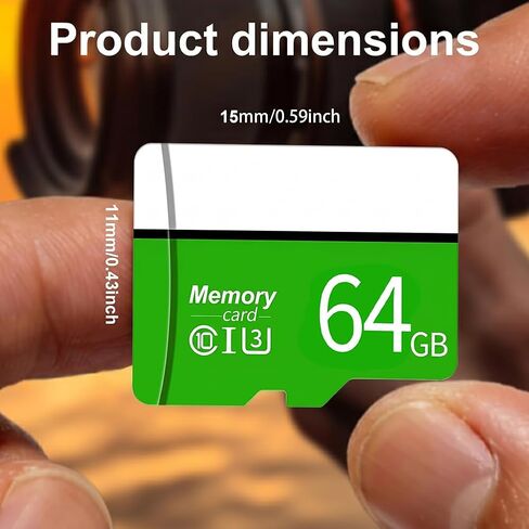 64GB MicroSD Card with Adapter, A1, C10, U1, 150MB/s Read for Smartphone, Tablet, Gaming, Full HD Video, Green in Saudi Arabia