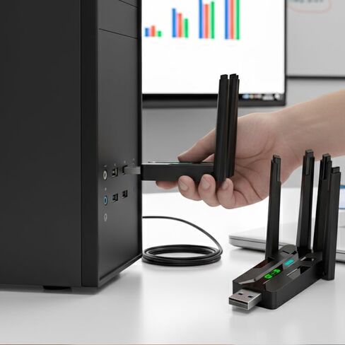 USB WiFi 6 Adapter with Bluetooth 5.4, AX900 Wireless Network Interface Controller, Dual Band 4 High-Gain Antennas for Windows 11/10/8/7 Desktop Laptop in Saudi Arabia