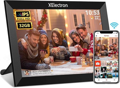 إطار صور رقمي كبير مقاس 15.6 بوصة من XElectron، وإطار صور رقمي WiFi مع مساحة تخزين 32 جيجابايت وفتحة بطاقة SD/منفذ USB، وتخزين مجاني، وشاشة لمس IPS FHD مقاس 1920 × 1080 - هدية للأصدقاء والعائلة in Saudi Arabia