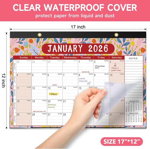 Timart Desk Calendar 2025-2026 ، يمتد التقويم 18 شهرًا من يوليو 2025 إلى ديسمبر 2026 ، تقويم مكتب شهريًا كبيرًا على سطح المكتب/الجدار مع قائمة مهامه ، المكتب. in Saudi Arabia