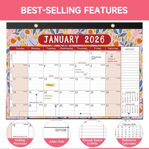 Timart Desk Calendar 2025-2026 ، يمتد التقويم 18 شهرًا من يوليو 2025 إلى ديسمبر 2026 ، تقويم مكتب شهريًا كبيرًا على سطح المكتب/الجدار مع قائمة مهامه ، المكتب. in Saudi Arabia