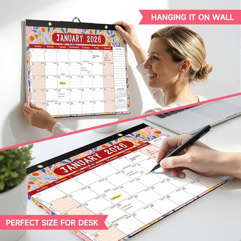 Timart Desk Calendar 2025-2026 ، يمتد التقويم 18 شهرًا من يوليو 2025 إلى ديسمبر 2026 ، تقويم مكتب شهريًا كبيرًا على سطح المكتب/الجدار مع قائمة مهامه ، المكتب. in Saudi Arabia
