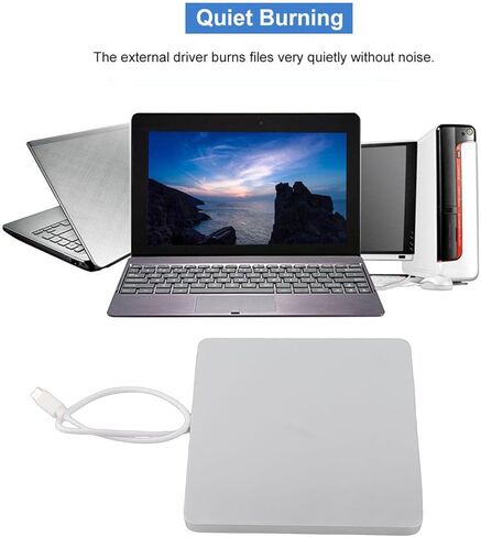 ناسخ أقراص DVD خارجي من النوع C من Buachois، فتحة تحميل USB C CD، تشغيل واحد هادئ للنسخ الاحتياطي لبيانات الكمبيوتر المحمول in Kuwait