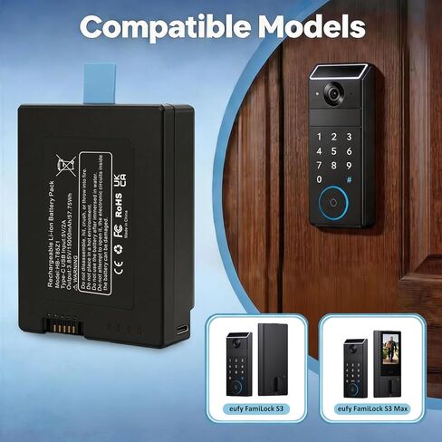 Security Rechargeable Battery for FamiLock S3, FamiLock S3 MAX, 15000mAh Lithium-Ion Replacement Battery for Fami Lock T85Z1, Enduring Energy Supply for Home Video Security Surveillance in Saudi Arabia