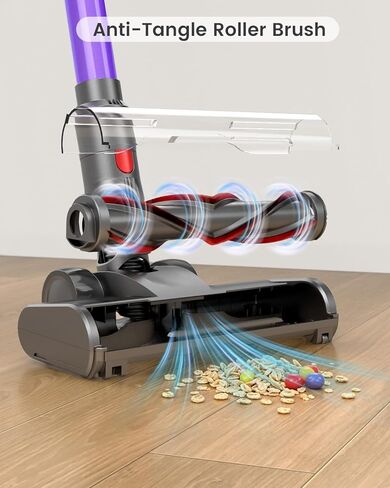 Cordless Vacuum Cleaner, 650W 48KPA 60Min Wireless Vacuum for Home, Stick Vacuum with Green Light Anti-Tangle, Rechargeable Vacuum Cleaners for Pet Hair Carpet Hard Floors （Purple） in Saudi Arabia