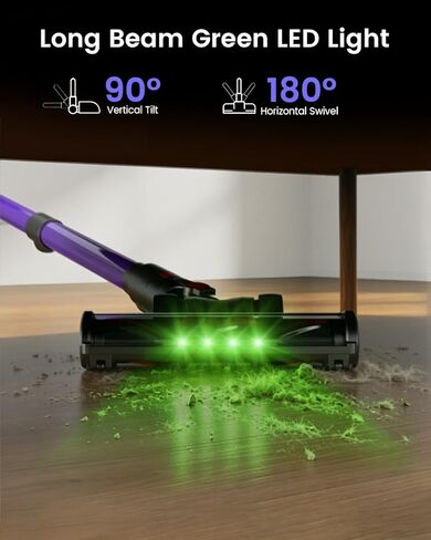 Cordless Vacuum Cleaner, 650W 48KPA 60Min Wireless Vacuum for Home, Stick Vacuum with Green Light Anti-Tangle, Rechargeable Vacuum Cleaners for Pet Hair Carpet Hard Floors （Purple） in Saudi Arabia