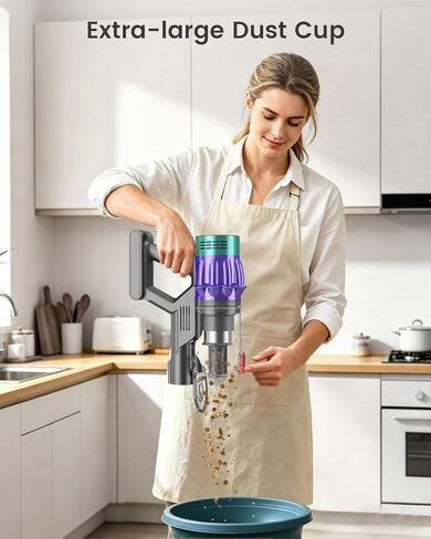 Cordless Vacuum Cleaner, 650W 48KPA 60Min Wireless Vacuum for Home, Stick Vacuum with Green Light Anti-Tangle, Rechargeable Vacuum Cleaners for Pet Hair Carpet Hard Floors （Purple） in Saudi Arabia