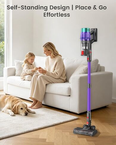 Cordless Vacuum Cleaner, 650W 48KPA 60Min Wireless Vacuum for Home, Stick Vacuum with Green Light Anti-Tangle, Rechargeable Vacuum Cleaners for Pet Hair Carpet Hard Floors （Purple） in Saudi Arabia