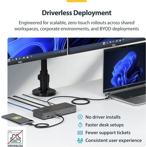 StarTech USB-C Docking Station for Dual Monitors, Dual 4K 60Hz HDMI, 100W Power Delivery Charging, 6 USB Ports (10Gbps), Gigabit Ethernet, Driverless DP Alt Mode Windows Laptop Dock in Saudi Arabia