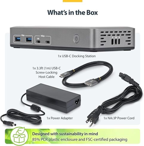 StarTech USB-C Docking Station for Dual Monitors, Dual 4K 60Hz HDMI, 100W Power Delivery Charging, 6 USB Ports (10Gbps), Gigabit Ethernet, Driverless DP Alt Mode Windows Laptop Dock in Saudi Arabia