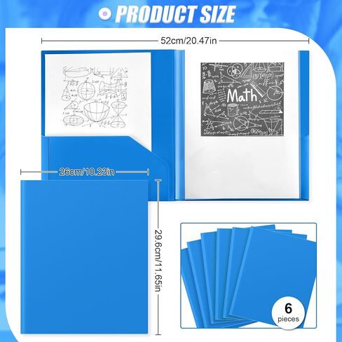 Colarr 6 Pcs 10 Pocket Pastel Folders 11x10 Inch, Heavy Duty Plastic Multi Pocket File Folder Letter Size Paper Document Project Organizer for Office Home Business Meeting in Saudi Arabia