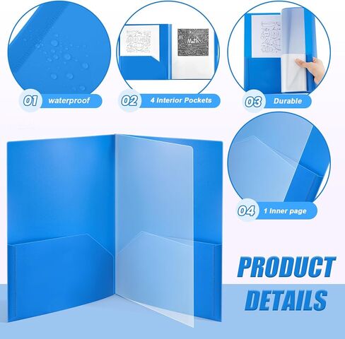 Colarr 6 Pcs 10 Pocket Pastel Folders 11x10 Inch, Heavy Duty Plastic Multi Pocket File Folder Letter Size Paper Document Project Organizer for Office Home Business Meeting in Saudi Arabia