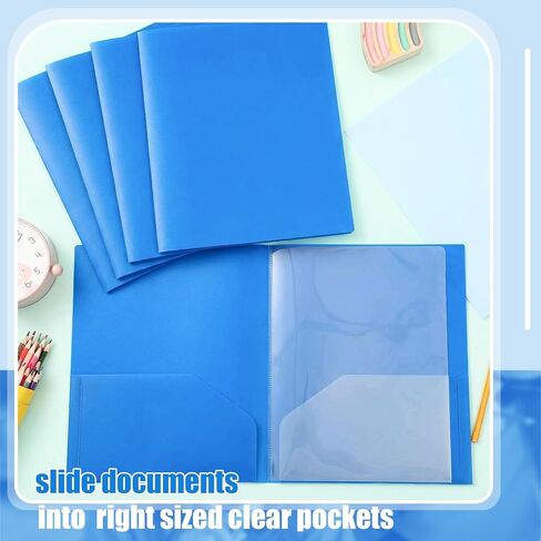 Colarr 6 Pcs 10 Pocket Pastel Folders 11x10 Inch, Heavy Duty Plastic Multi Pocket File Folder Letter Size Paper Document Project Organizer for Office Home Business Meeting in Saudi Arabia