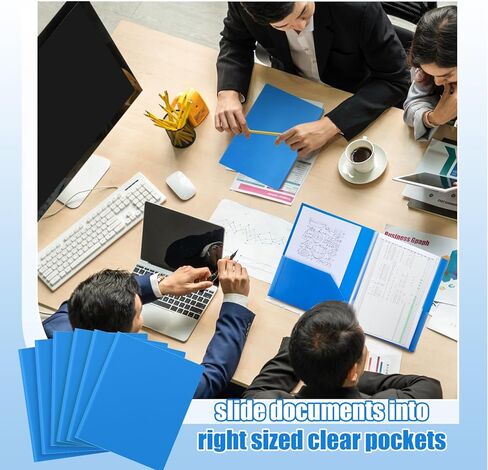 Colarr 6 Pcs 10 Pocket Pastel Folders 11x10 Inch, Heavy Duty Plastic Multi Pocket File Folder Letter Size Paper Document Project Organizer for Office Home Business Meeting in Saudi Arabia
