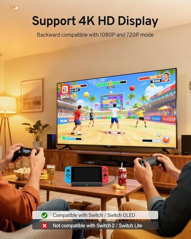 محطة إرساء التلفزيون للتبديل والتبديل OLED، محطة إرساء مع منفذ HDMI 4K 1080P ومنفذ USB 3.0، بديلة لمنصة التبديل الرسمية (قاعدة فقط) in Kuwait