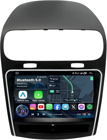 راديو سيارة 5G WiFi لـ Dodge Journey 2011-2019: [4Core 64G ROM] 9 بوصة HD شاشة تعمل باللمس ستيريو مع Carplay اللاسلكي Android Auto GPS Bluetooth FM RDS SWC Mirror Link Backup Camera in Kuwait