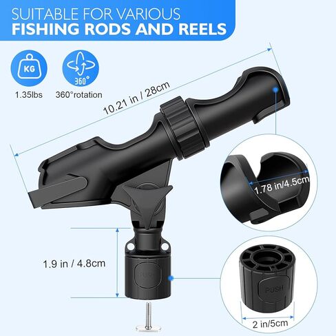 2 Pack Kayak Fishing Rod Holders - Large Size, Adjustable, Durable, Secure Track Mount for Kayak Canoe Anglers, Kayak Accessories in Saudi Arabia