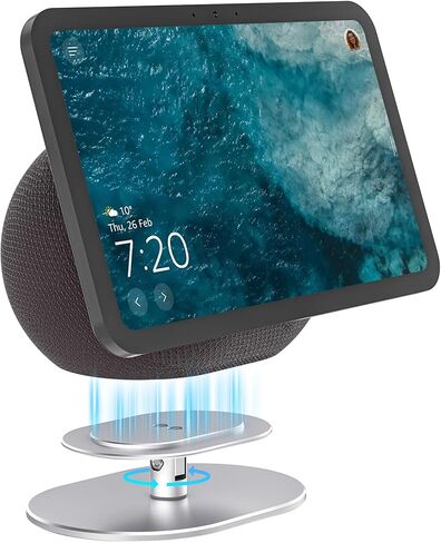 حامل قابل للتعديل لإصدار Echo Show 8 الجيل الرابع 2025، دوران أفقي 360 درجة، حامل طاولة عرض ذكي من الألومنيوم قابل للإمالة مع قاعدة مضادة للانزلاق، لا يتطلب تجميعًا (فضي) in Kuwait